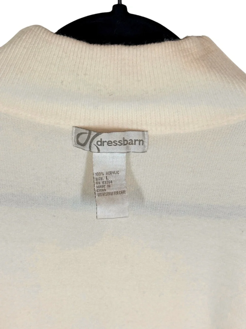 Dressbarn Ivory Pearl Beaded Mock Neck Sweater L
